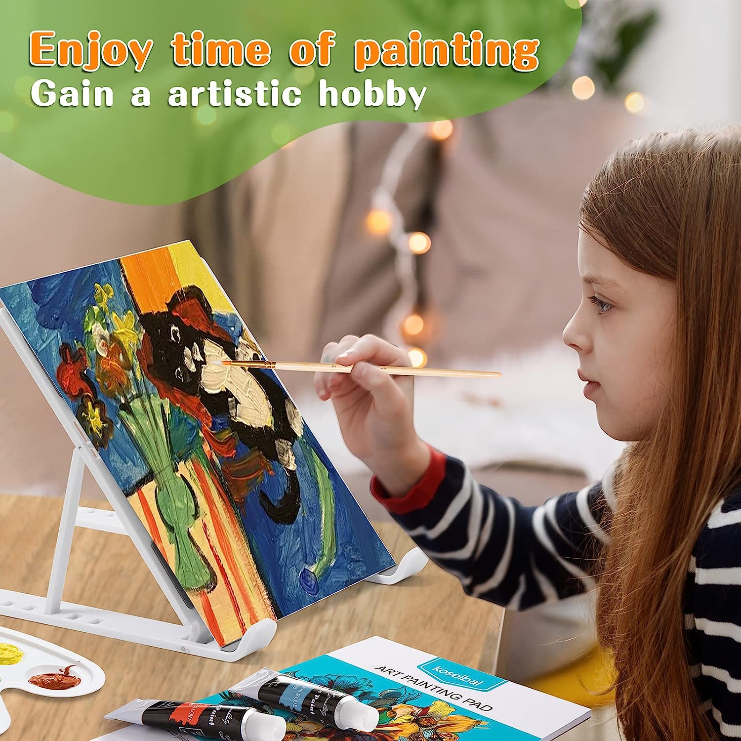 Acrylic Paint Set for Kids, Art Painting Supplies Kit with 12 Paints, 5 Canvas Panels, 8 Brushes, Table Easel, Etc, Premium Paint Set for Students, Artists and Beginner. - Image 6